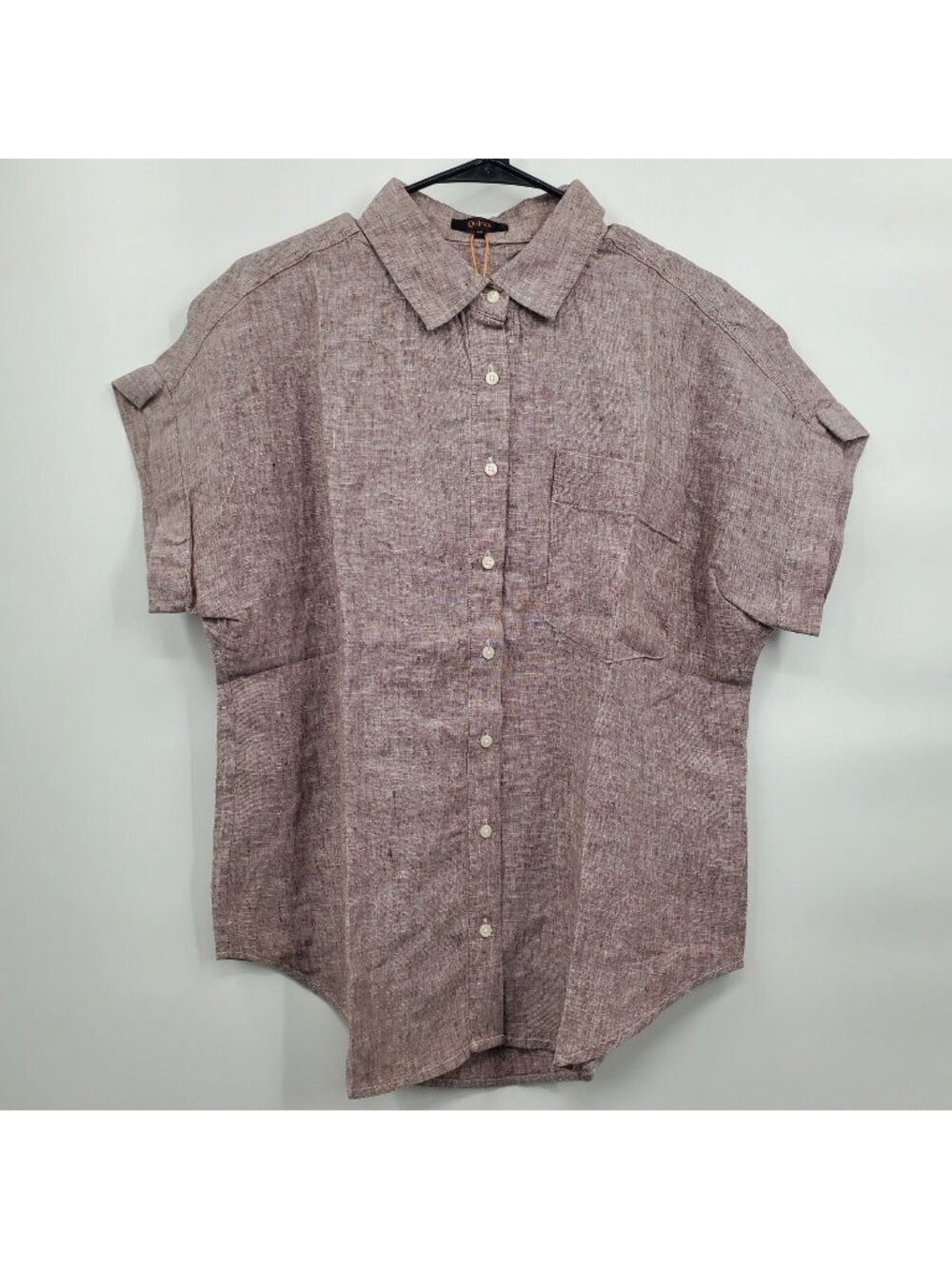 Quince 100% European Linen Camp Shirt Women Size Medium NWT Taupe Brown Chambray
